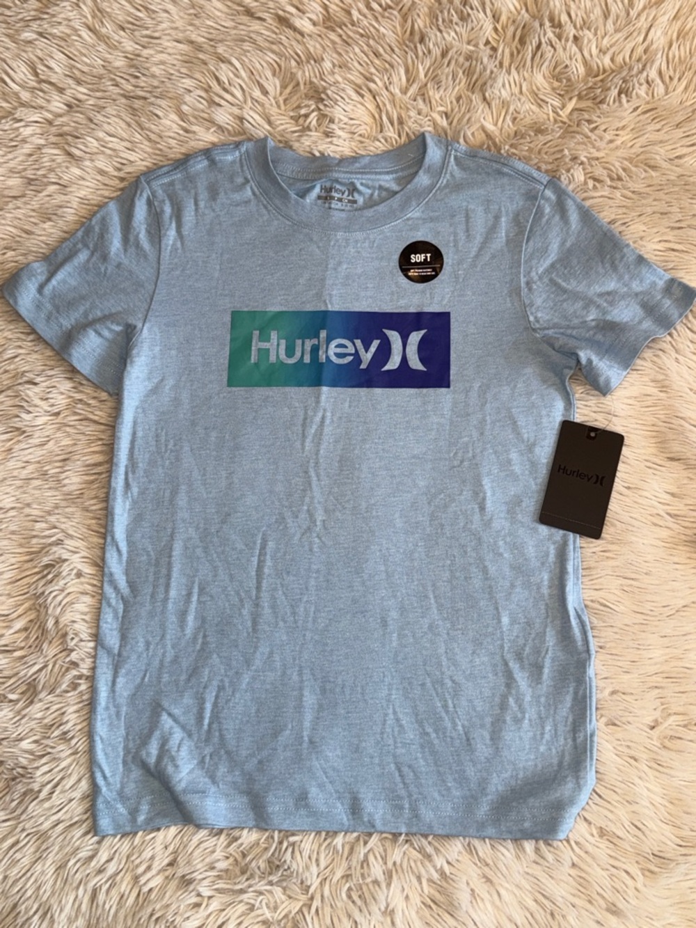 Boys Hurley Light Blue Gradient Logo T‑Shirt